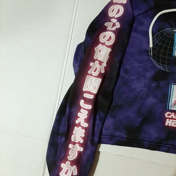 Anime hoodie womens size Medium purple tie dye cropped pullover NEON Underground - Picture 5 of 9